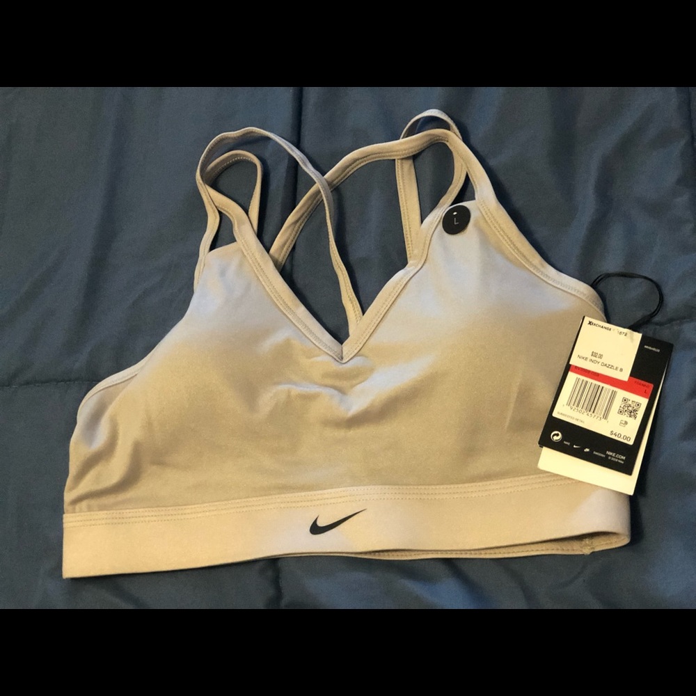 Nike INDY Dazzle Sports Bra, Grey Large